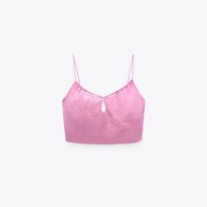 ZARA PINK Flowy Strap Keyhole Crop Top Tank Bloggers Fav